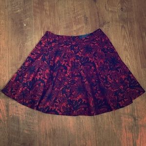 red and black fit and flare skirt medium